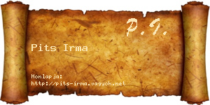 Pits Irma névjegykártya